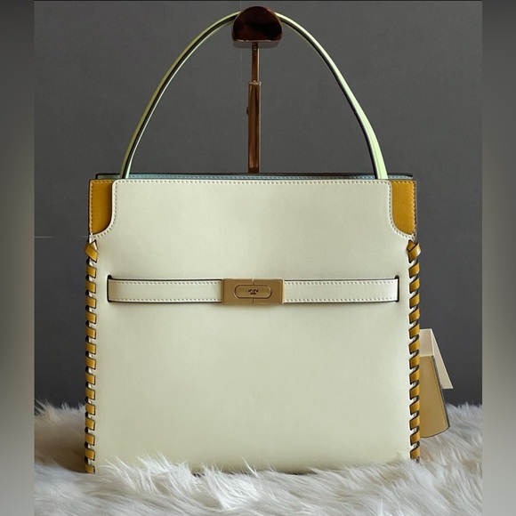 💰SOLD - 146390 - Tory Burch Small Lee Radziwill Whipstitch Double Bag - Picture 3 of 16